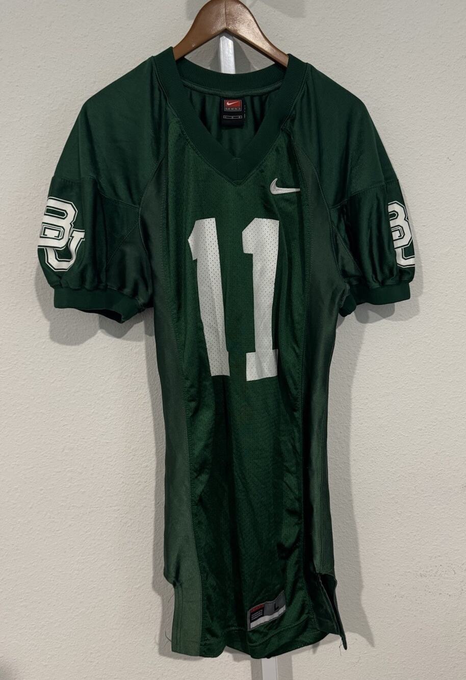 Baylor Bears Team Issued Football Jersey Green #11 Nike Size L Vintage